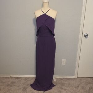 Purple Halter Sleeveless Gown for Prom